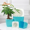 Modern cheap home decorative self watering flat square colorful plastic flower pot