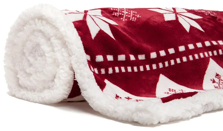 Super Soft Fleece Sherpa Holiday Luxurious Snuggly Cozy Warm Hypoallergenic Vibrant Burgundy Red and White Throw Blanket