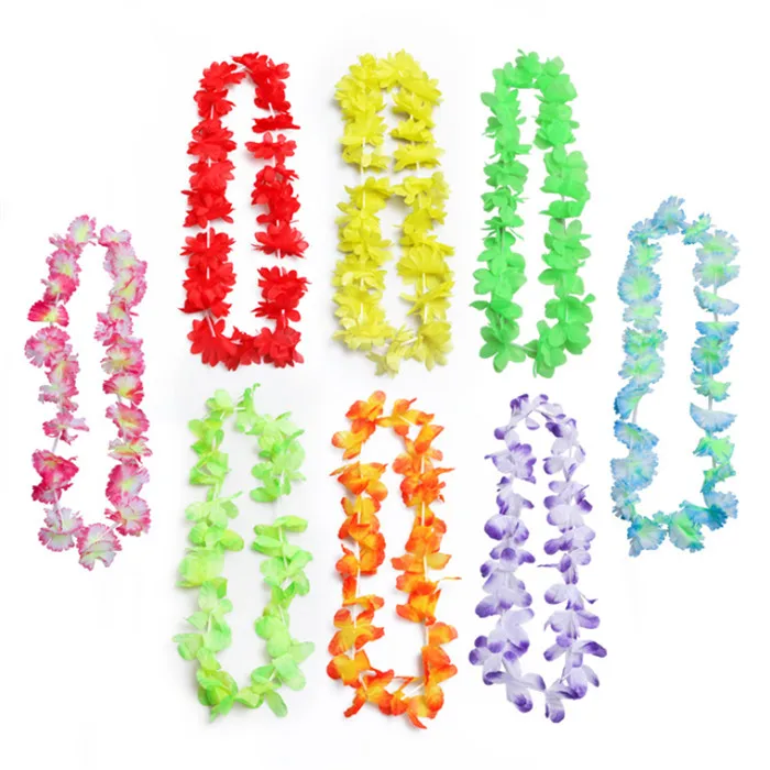 Colorful Artificial Silk Necklace Hawaii Wreaths Flower Lei Garland