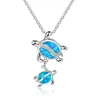 925 sterling silver jewelry Blue Opal sea turtle Pendants Necklace Animal Jewelry for Women Girl statement necklace JUNLU