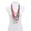OEM Multilayered Handmade Wood Beads Necklace for Women Bohemian Jewelry Ethnic Tribal Knit Statement Coconut Shell Necklace