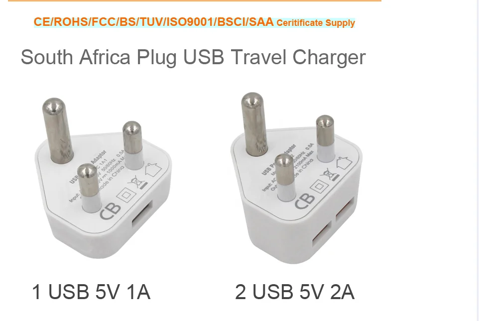 South Africa Botswana Namibia Power Plug Adapter With 2 Usb Inputs Safe