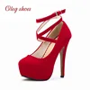 Party Dress High Heel Shoes Women Ankle Strap Platform Pumps