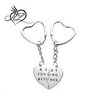 Best Friend Gift 2pcs Silver Best Bitches Split Puzzle Broken Heart Pendant Couple Keychain Set