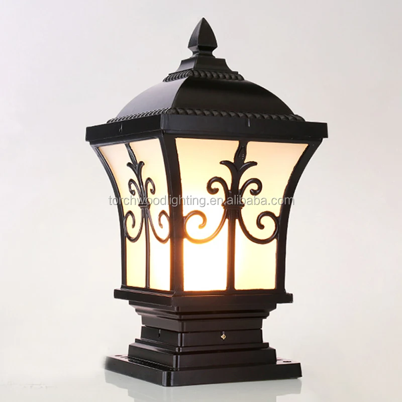 Black Ip55 Glass E27 Aluminum Pillar Light Fixtures Buy Waterproof