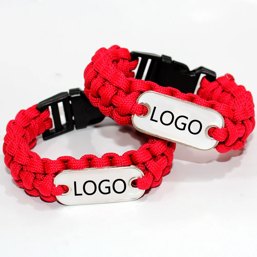 Outdoor Sports Paracord Bracelets With Logo Printing Plastic Brand Logo Available Paracord