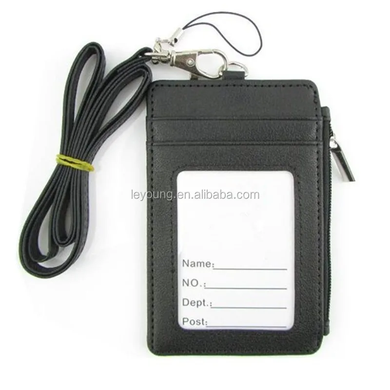 ID Credit Card Case Neck Pouch Keychain Badge Holder Wallet Purse