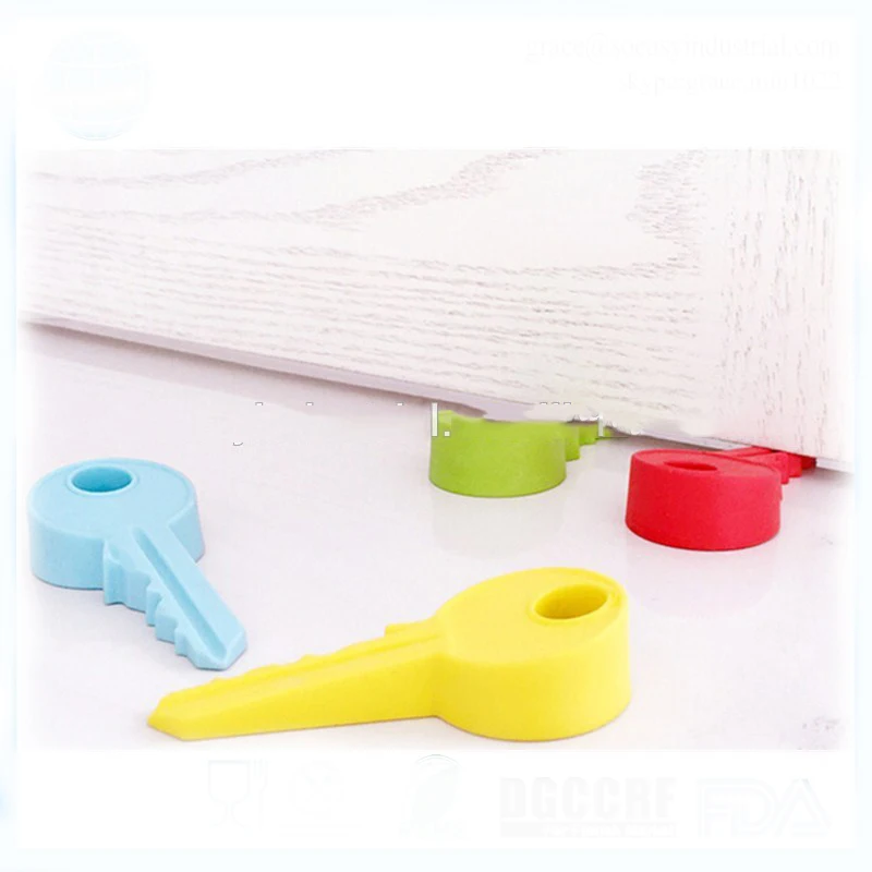 Silicone Key Door Stopper Novelty Shape Safety Wedge Jam Stop Home