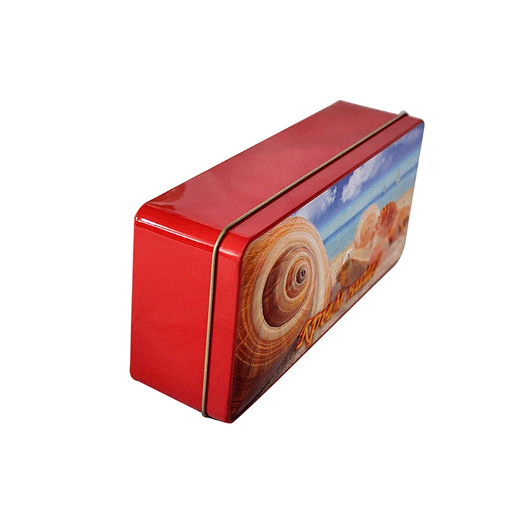 Handmade biscuit packaging rectangle shape metal tin box with lid