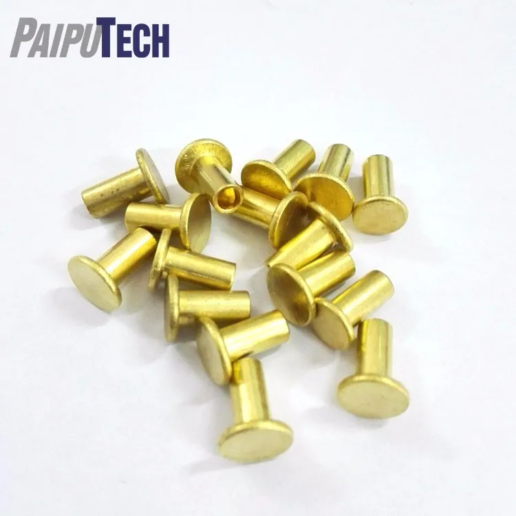 Din 7338b Brass Metric Flat Head Semitubular Rivets Buy Din 7338 B,Brass Rivet,Semitubular