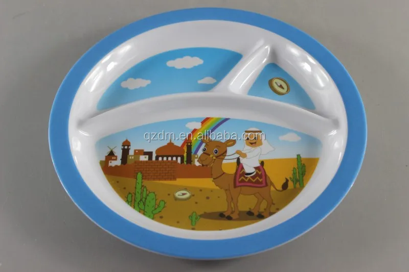 Kids 3 Melamie Divide Plate, Melamdine Section Dinner Plate