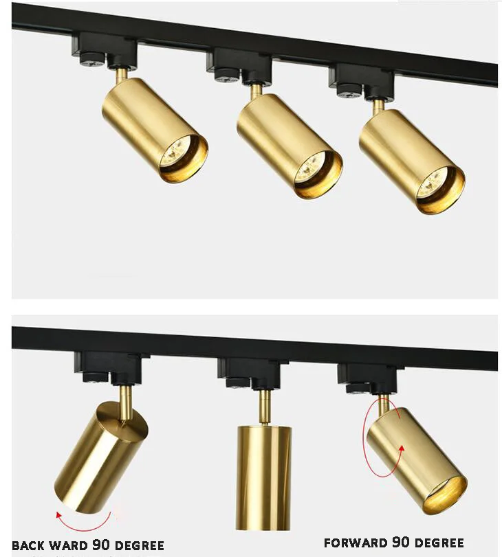 Gold Plating Lamp Holder GU 10 Ceiling Spot Lights Shop Hotel Bar Decor Aluminum Material Track Lamp Modern Track Lights