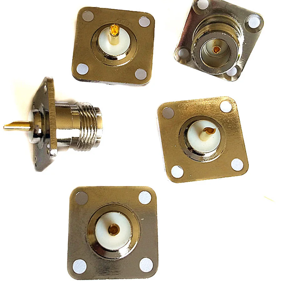 Solder Microwave N Jack Connector Female 4 Holes Flange Panel N Type
