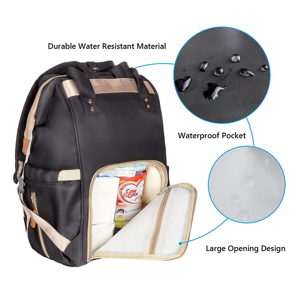 Factory wholesale fashion mummy bag waterproof nylon diaper bag backpack