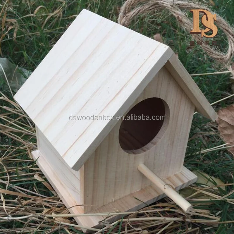 Small Pet Bird Wooden House Hanging Nest Nesting Box Home Garden Decor Q 