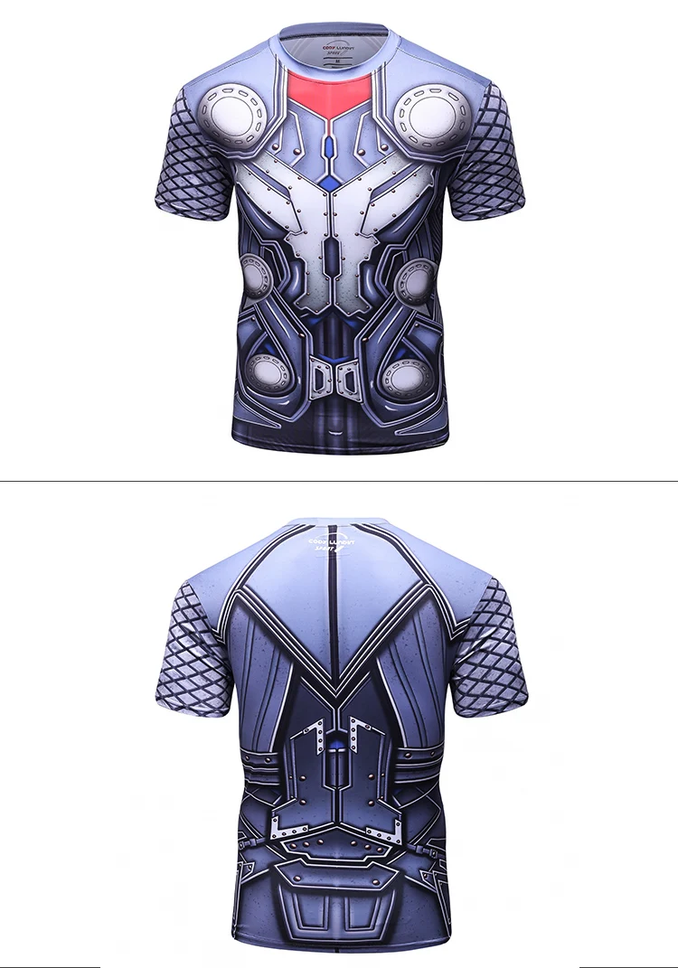 Customised 3D Printing shortsleeve tshirt marvel rash guard super hero t-shirts