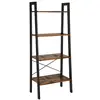 VASAGLE design portable modern furniture 4 tiers large tall industrial metal bookcase ladder book shelf wooden for living room