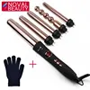 2018 Amazon Hot Selling 5P Titanium Rose Gold Hair Curling Wand Set Machine
