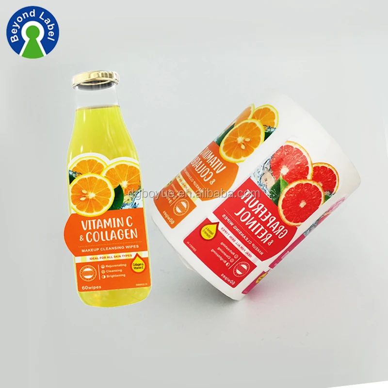 Custom Printed Waterproof Juice Adhesive Plastic Bottle Product Label