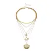Individual shell and diamond-studded items cool micro-inlaid scallop zircon multi-layer necklace