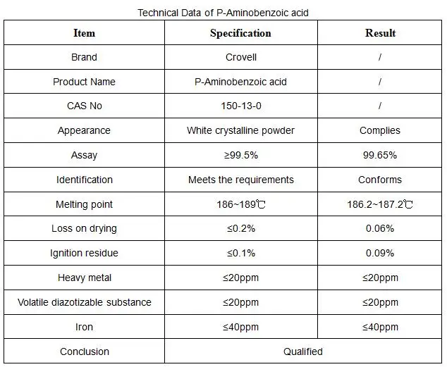 PABA 4-aminobenzoic acid  CAS 150-13-0