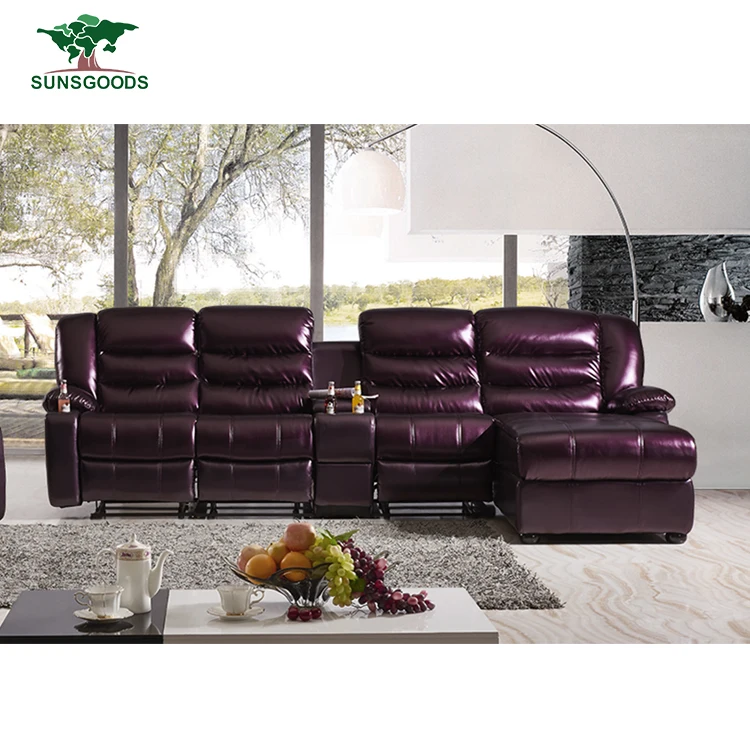 purple reclining sofa