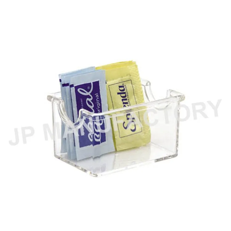 Wholesale Crystal Clear Plastic Tea Bag Holder With Toothpick Hole / Sugar Bag Container / Salt