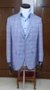 high class design tailor made to measure customized violet plaid cashmere wool block checked men's suits for sale