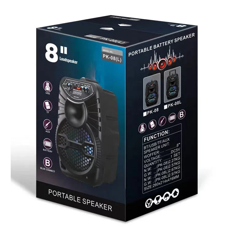 8inch Rechargeable 10w Portable Speaker Outdoor Bt Speaker With Usb