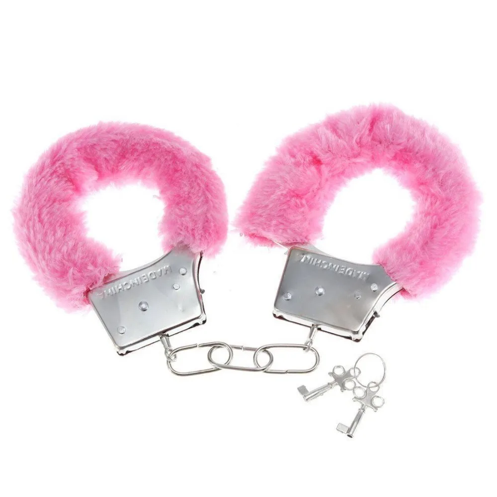 Furry Fluffy Handcuffs Pink Black Metal Fancy Dress Hen Night Stag Do Play Toy Kf811 Buy 3509