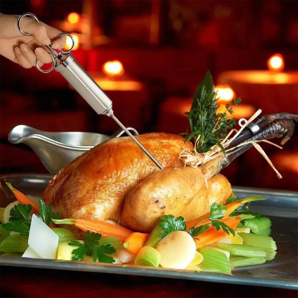 亚马逊热卖高品质不锈钢 2 盎司桶烧烤腌味肉注射器注射器厨房工具