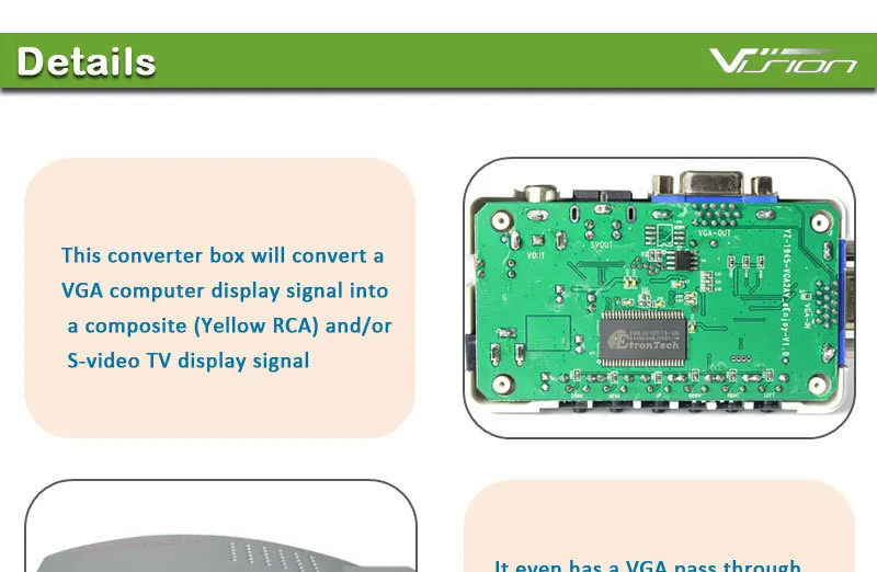 PC VGA to TV Video AV Signal Converter - Vision Switch Box