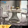 mirror silver stainless steel table base mdf top dining table and chairs for sale CT007