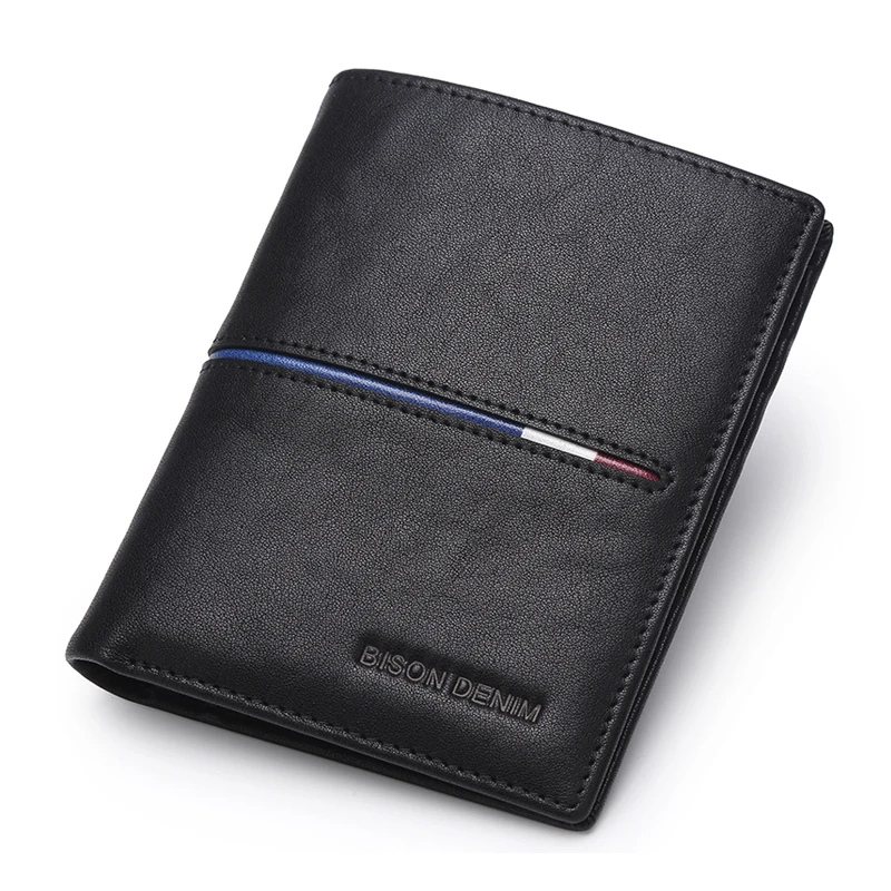 
Bison Denim Online Wholesale Black Full Grain men Genuine Leather Mens card Wallet 