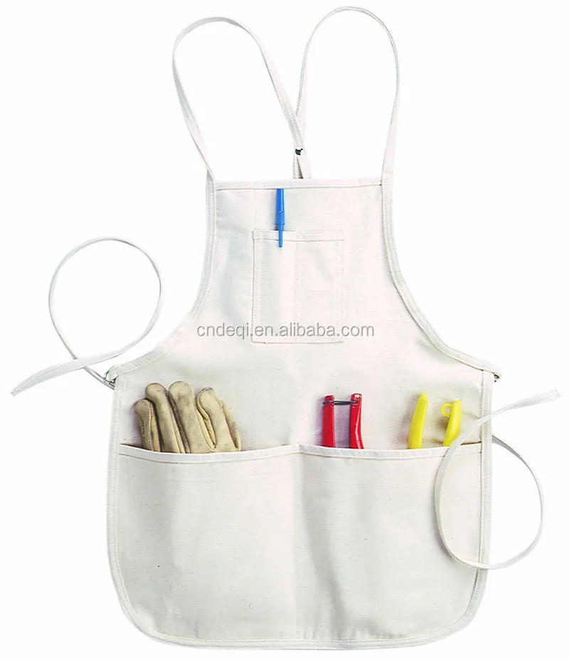 white cotton apron