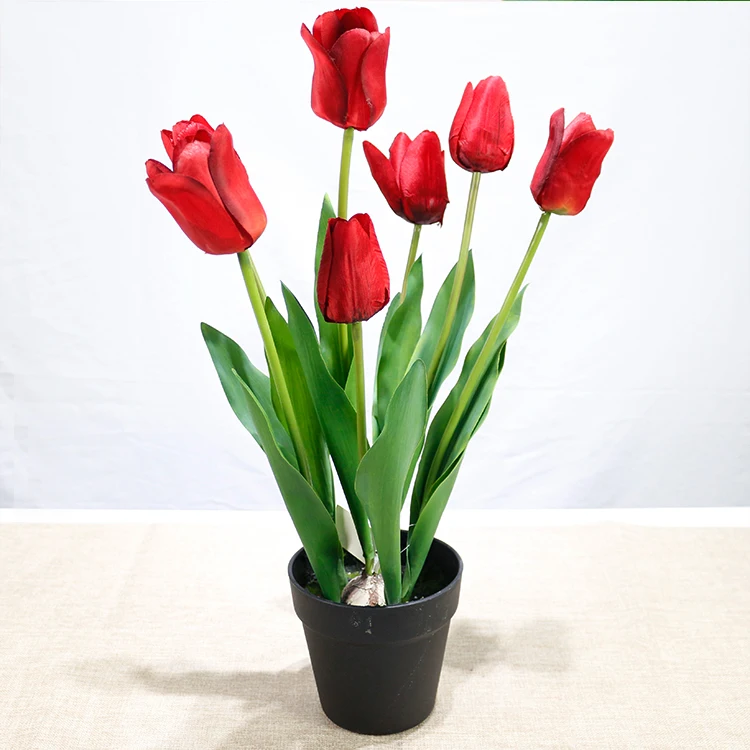 Best Artificial Flowers Tulips 7heads Tulip Potted For Interior Home