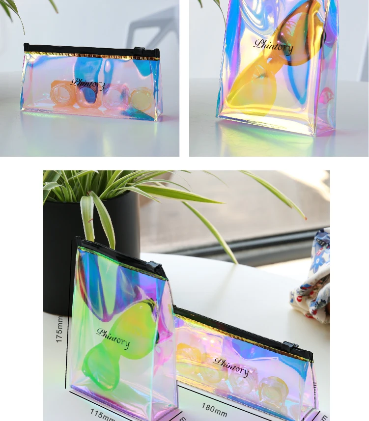 Tpu Clear Plastic Holographic Rainbow Cosmetic Makeup Packaging Bag ...