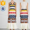 Multiclor Embroidered Geometric Figured Peplum Hem Evening & Party Dresses Manufacture Wholesale Fashion Women Apparel (TF1027D)