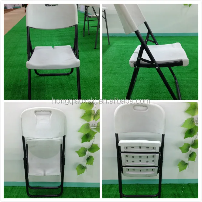 Plastic Foldable Chair With Metal Legs,White Simple Folding Garden