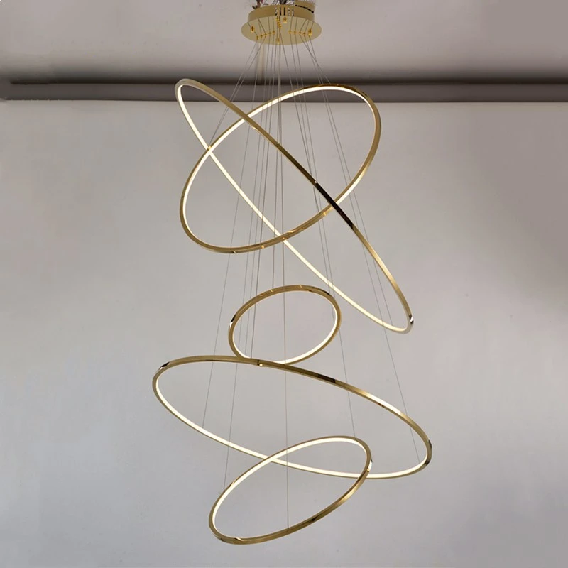 Plated stainless steel 1.2M rings golden lamps home decor