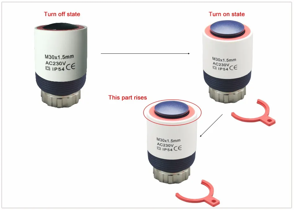 Beok Rzbv230nc M30x1.5 Small Electric Valve Manifold Thermal Actuator For Underfloor Heating