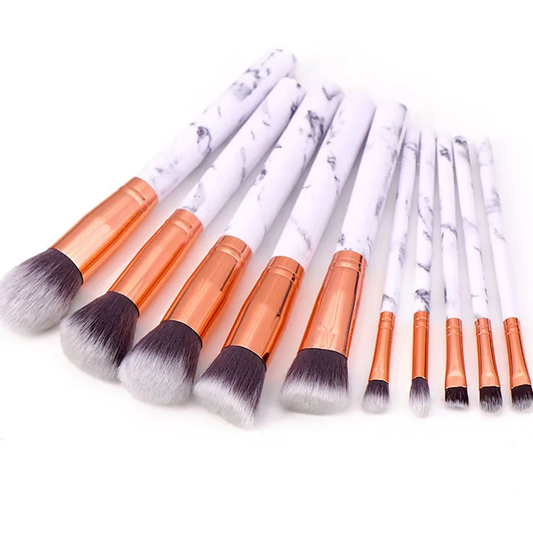 Marble Makeup Brushes Pcs Soft Synthetic Make Up Brush Set For Cosmetic Powder Liquid Cream