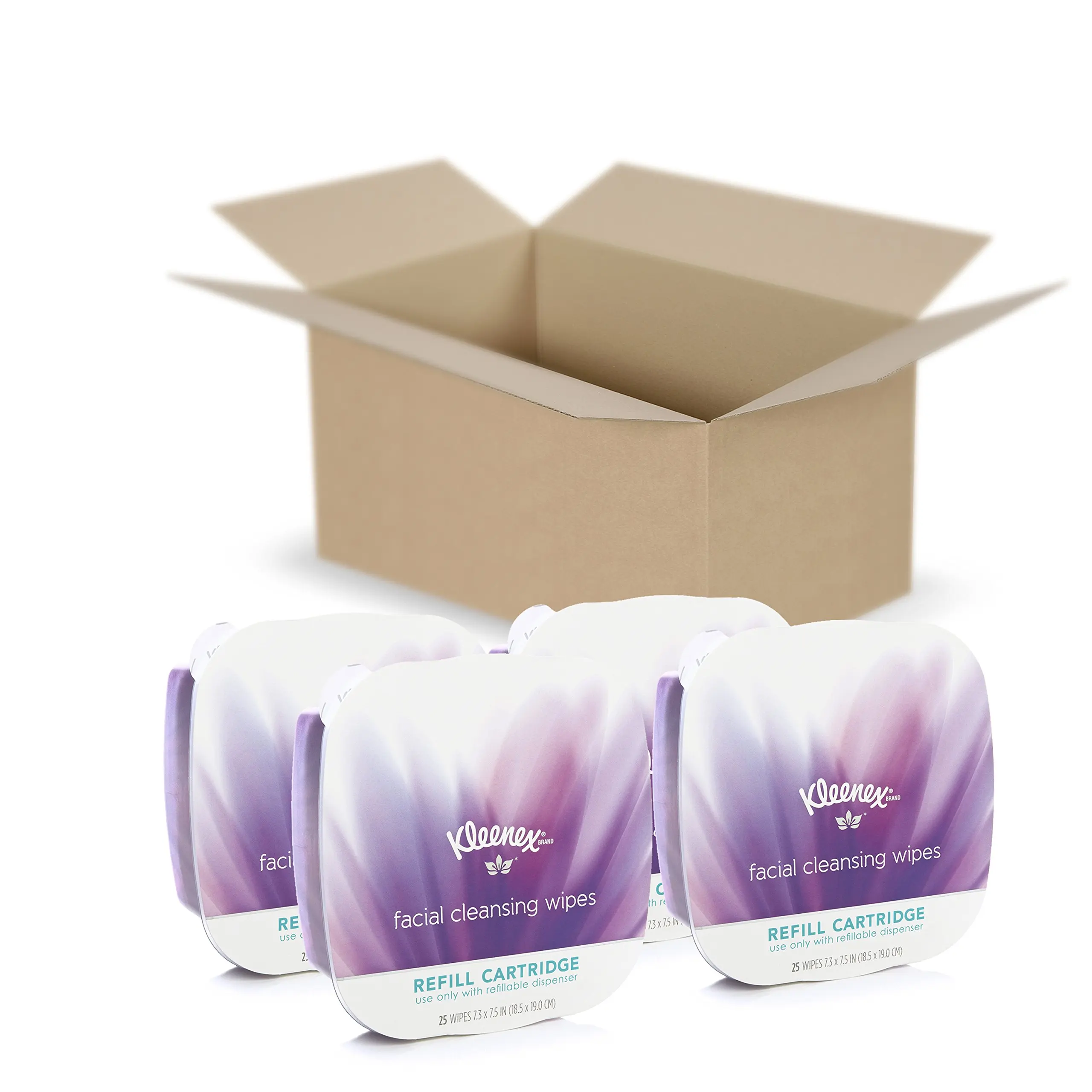 Kleenex Facial Cleansing Wipes Refill Cartridge, 25 Count, Pack of 4