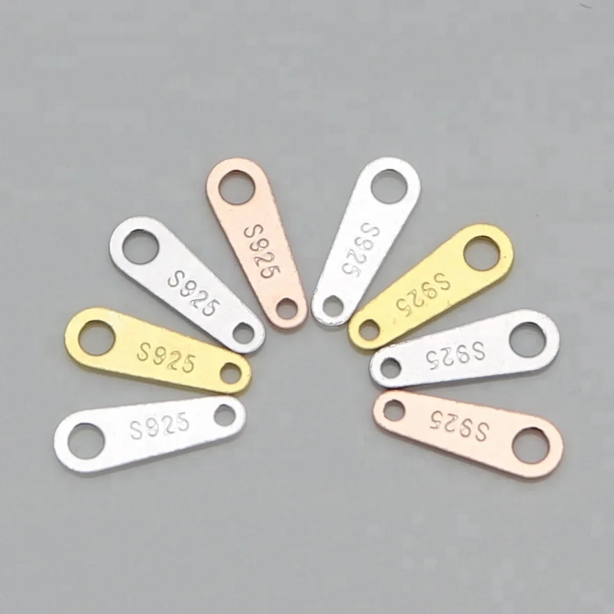 925 En Argent Sterling Ovale Poin&ccedil;on Estampill&eacute; &Eacute;tiquettes Connecteurs Constatations Composants Bijoux Faisant Des Fournitures