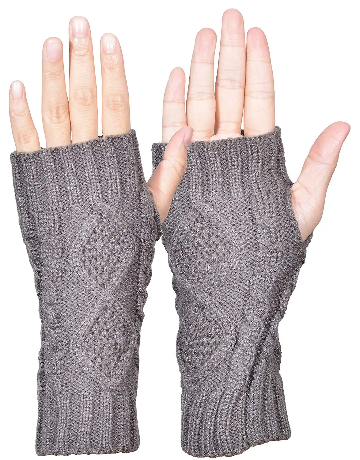 Flammi Womens Knit Fingerless Gloves Mittens with Thumb Hole Wrist