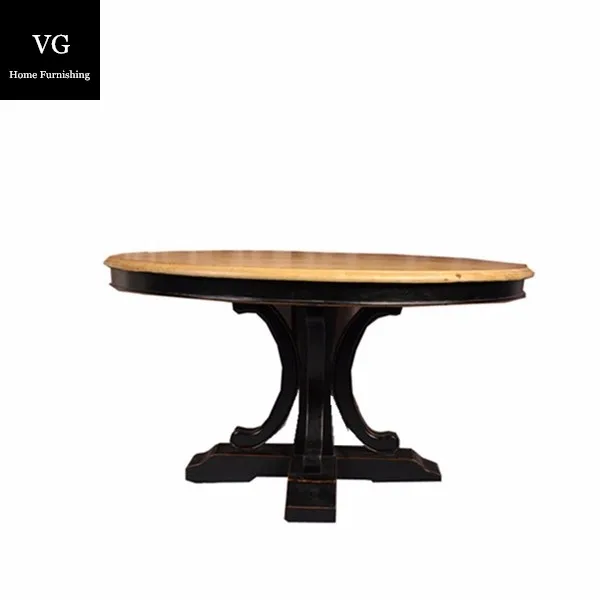 Vintage Dining Room Furniture Round Solid Oak Wooden Dining Table