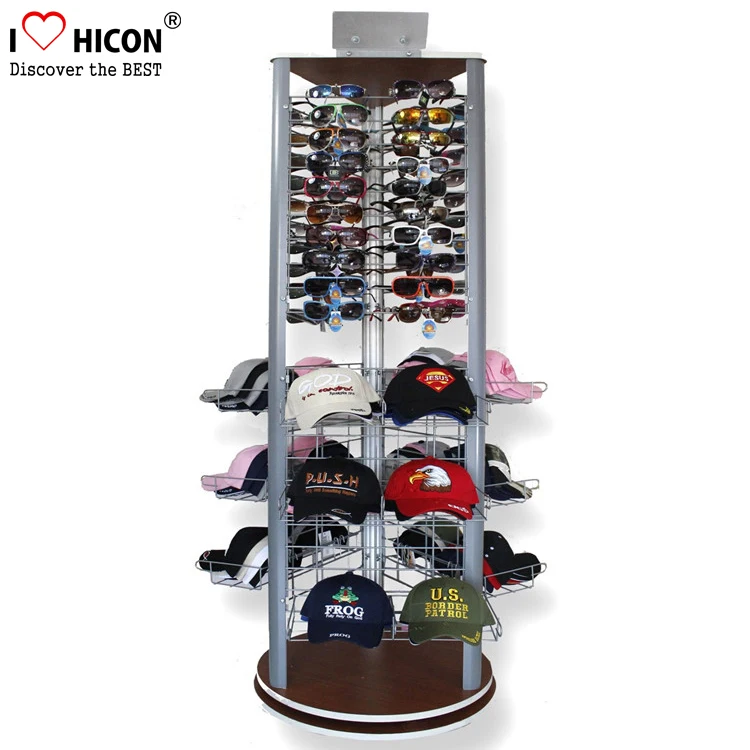 Buy Freestanding hat rotating display rack with Custom Designs