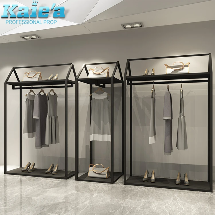 Retail Store Furniture Metal Wall Hanging Clothes Shop Metal Display Racks And Stand For Hanging