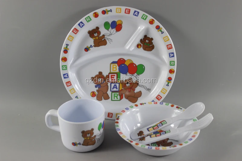 5pcs Melamine Kids dinner sets Bear Art Fodgrade