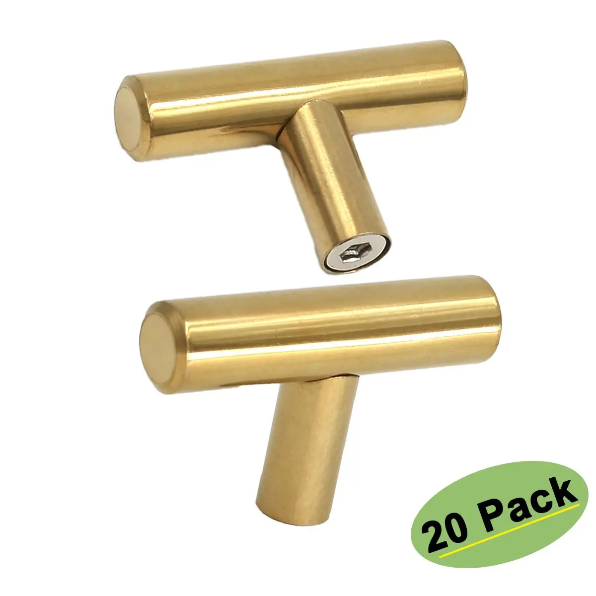 Brushed Brass Single Hole Kitchen Cabinet Knobs and Drawer Pulls 20 Pack 2in 50mm Length -Homdiy Gold Furniture Dresser Drawer Pulls handles